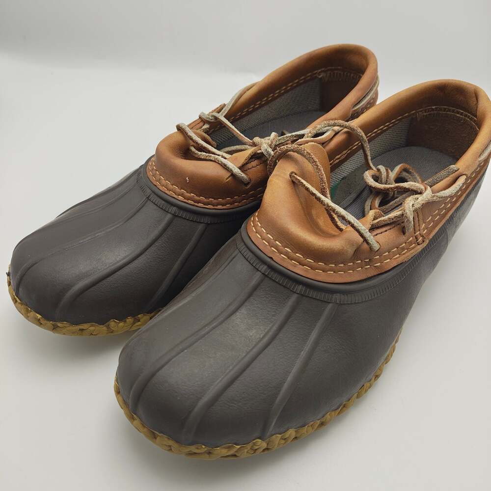 L.L. Bean Men's Gumshoe Duck Boots Size 9 Brown Leather Rubber Sole 30cm Outsole
